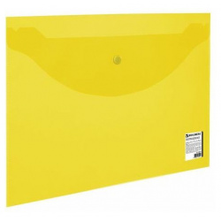 228670  (цена за 45 шт ) Папка конверт с кнопкой BRAUBERG А4 до 100 листов прозрачная желтая 0 15 мм