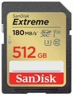 Карта памяти SDXC 512GB SanDisk Extreme UHS I Class 3 (U3) V30 180/130 MB/s (SDSDXVV 512G GNCIN) SDSDXVV GNCIN 