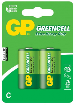 Батарейки C  GP R14 Greencell 14G 2CR2 (2 штуки)