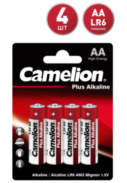 Батарейки AA  Camelion Alkaline Plus LR6 BP4 (4 штуки)