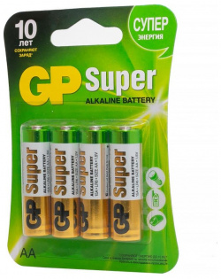 Батарейки AA  GP Alkaline Super LR6 15A 2CR4 (4 штуки) 02706