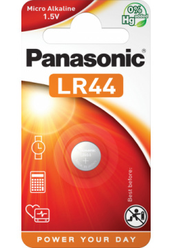 Батарейки Panasonic LR44EL/1BP дисковые щелочные Micro Alkaline  в блистере 1шт LR 44EL/1B