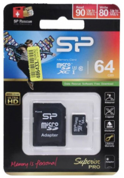 Карта памяти microSD 64GB Silicon Power Elite microSDXC Class 10 UHS I (SP064GBSTXDU3V10SP) SP064GBSTXDU3V10SP 