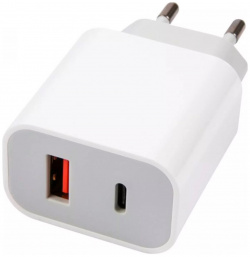 Сетевое зарядное устройство Red Line USB + Type C (модель NQC 13)  3A PD 20W белый УТ000036039