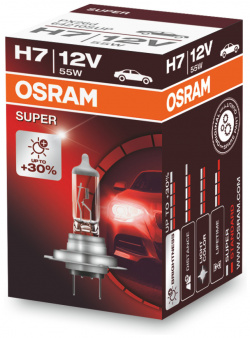 Лампа автомобильная OSRAM H7 55W PX26d+30% Super 12V  64210SUP