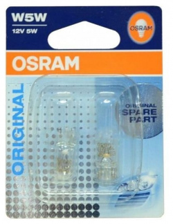 Лампа накаливания OSRAM W5W Original 12V 5W  2шт 2825 02B