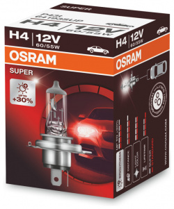 Лампа автомобильная OSRAM H4 60/55W P43t 38+30% Super 12V  64193SUP