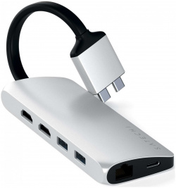 Хаб разветвитель USB Satechi Type C Dual Multimedia Adapter Silver ST TCDMMAS 