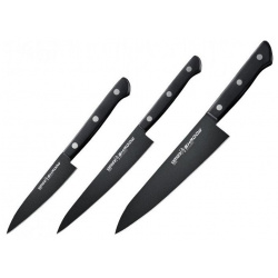 Набор из 3 ножей Samura Shadow с покрытием Black coating  AUS 8 ABS пластик SH 0220/K