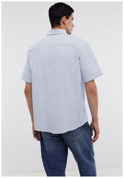 Рубашка BAON B6824001 из хлопка с коротким рукавом в полоску (арт  B6824001)