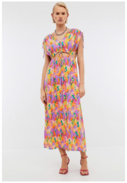 Платье BAON B4524125 макси из вискозы с цветочным принтом  (арт B4524125) Яркое