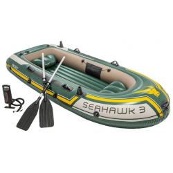 Лодка Intex Seahawk 3 Set надувная  х местная с пластмассовыми веслами и насосом 68380