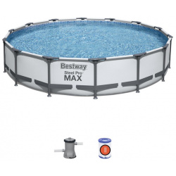 Каркасный бассейн круглый 427х84см+фильтр насос Bestway Steel Pro Max 56595 