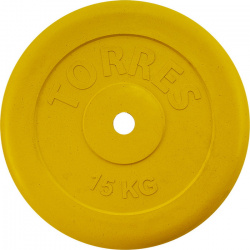 Диск обрезиненный Torres 15 кг d 25мм PL504215  желтый