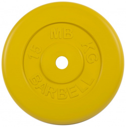 Диск обрезиненный d26мм MB Barbell PltC26 15 кг желтый 