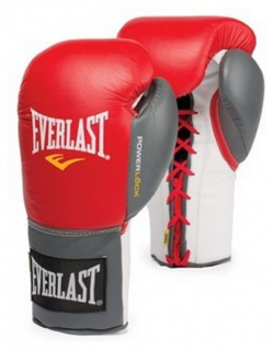 Перчатки боевые Everlast Powerlock 8oz черный/серый 