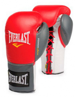 Перчатки тренировочные Everlast Powerlock 16 oz красный/серый 2200756 Боксерские