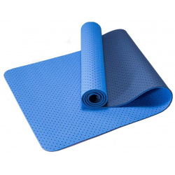 Коврик для йоги Sportex 2 х слойный ТПЕ 183х61х0 6 см TPE 2T 3 синий\голубой 