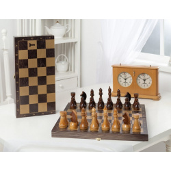 Шахматы гроссмейстерские деревянные с венге доской  рисунок золото 196 18 NoBrand
