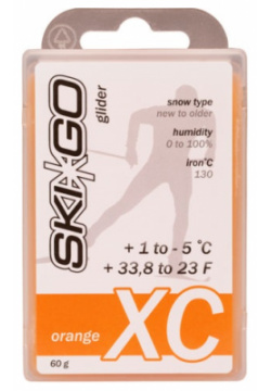 Парафин углеводородный Skigo XC Glider Orange (для мелкозерн  снега) (+1°С 5°С) 60 г