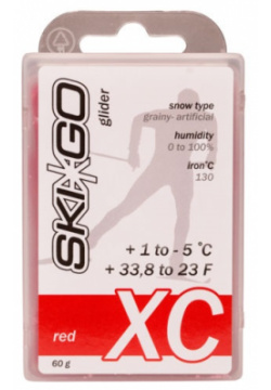 Парафин углеводородный Skigo XC Glider Red (для стар  и искус снега) (+1°С 5°С) 60 г