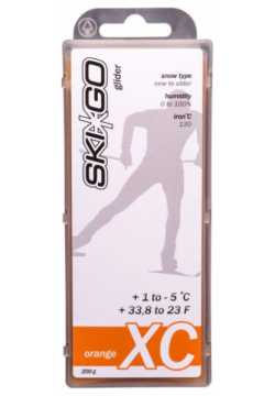 Парафин углеводородный Skigo XC Glider Orange (для мелкозерн  снега) (+1°С 5°С) 200 г