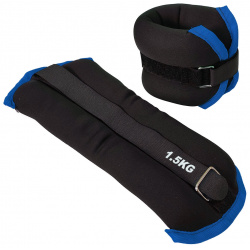 Утяжелители (2х1 5кг) Sportex ALT Sport нейлон  в сумке HKAW101 A черный с синей окантовкой