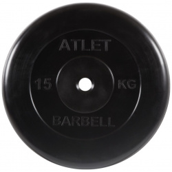 Диск обрезиненный d31мм MB Barbell Atlet 15кг черный AtletB31 15 