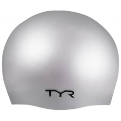 Шапочка для плавания TYR Wrinkle Free Silicone Cap  силикон LCS\040 серебристый