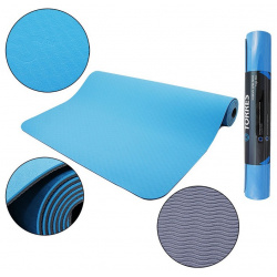 Коврик для йоги Torres Comfort 4 YL10064  TPE мм нескользящее покрытие сине серый