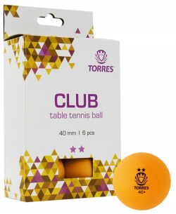 Мяч для настольного тенниса Torres Club 2* TT21013 6 шт  оранжевый ОСНОВНАЯ
