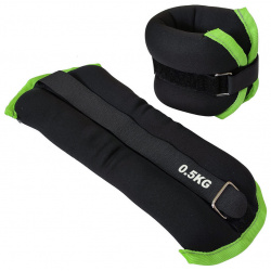Утяжелители Sportex (2х0 5кг) (нейлон) в сумке (черный с зеленой окантовкой) ALT Sport HKAW101 5 