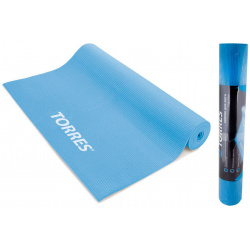 Коврик для йоги Torres Basis 3 PVC мм  нескользящее покрытие YL10023 голубой