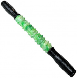 Ролик палка гимнастическая массажная с шипами Sportex 5 роликов E40382 зеленый 