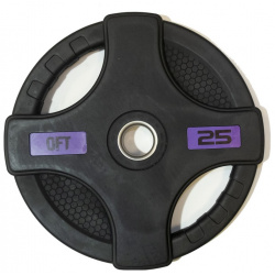 Диск олимпийский обрезиненный Original Fit Tools с двумя хватами 25 кг FT 2HGP черный 