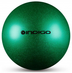 Мяч для художественной гимнастики металлик d19 см Indigo IN118 с блеcтками зеленый 