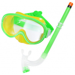 Набор для плавания маска+трубка Sportex E33114 2 зеленый  (ПВХ)