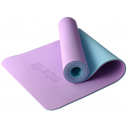 Коврик для йоги и фитнеса Star Fit FM 201  TPE 183x61x0 6 см фиолетовый пастель/синий пастель