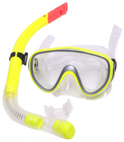 Набор для плавания маска+трубка Sportex E33110 3 желтый  (ПВХ)