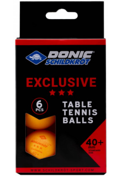 Мяч для настольного тенниса Donic 3* Exclusive  6 шт оранжевый