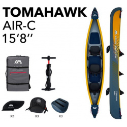 Надувная байдарка 478х88см насос  сиденье киль рюкзак до 260кг Aqua Marina Tomahawk AIR C