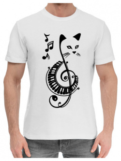 Хлопковые футболки Print Bar CAT 787253 hfu 2 Музыкальный Котик