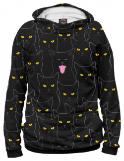 Худи Print Bar CAT 639187 hud Черные Коты