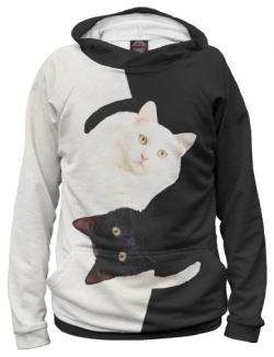 Худи Print Bar CAT 903249 hud Чёрный и белый кот