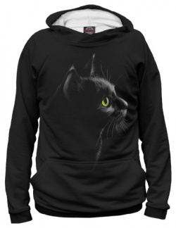 Худи Print Bar CAT 967260 hud Черный кот на черном фоне