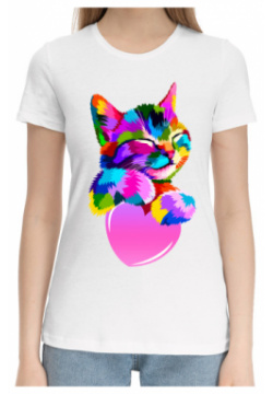 Хлопковые футболки Print Bar CAT 466939 hfu 1 Радужный котенок