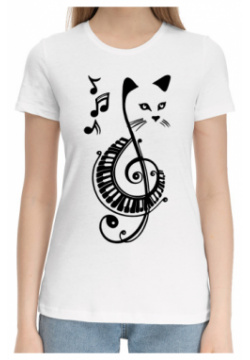 Хлопковые футболки Print Bar CAT 787253 hfu 1 Музыкальный Котик