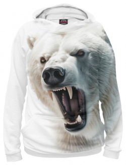 Худи Print Bar MED 360039 hud Белый агрессивный медведь