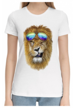 Хлопковые футболки Print Bar LIO 787013 hfu 1 Лев в очках