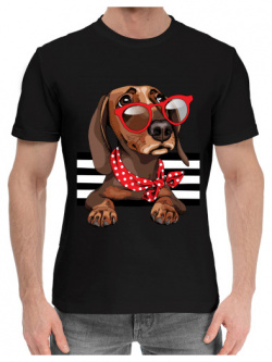 Хлопковые футболки Print Bar DOG 425756 hfu 2 Такса в очках